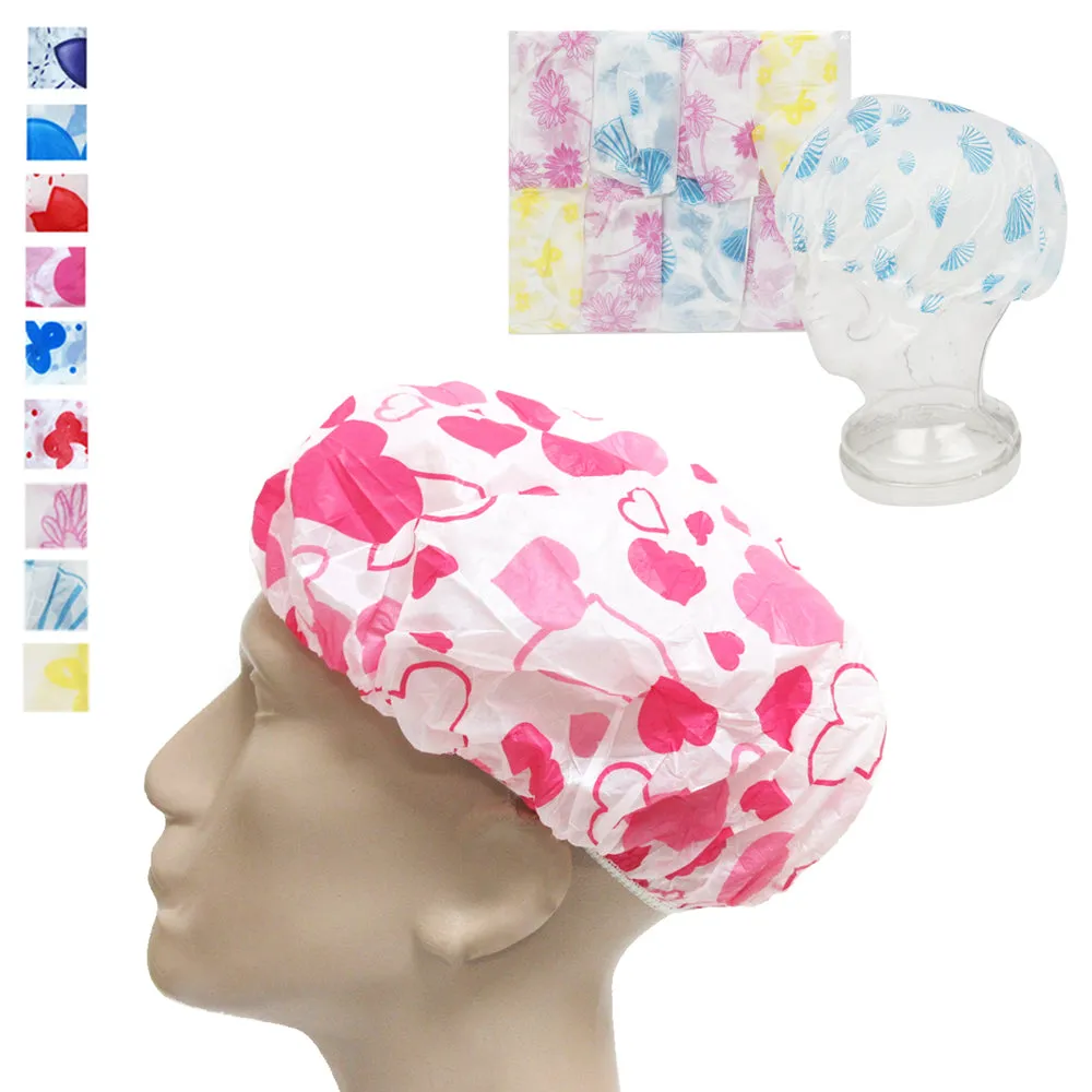 12 Pack Shower Cap Women Bath Hat Waterproof Elastic Band Protects Hair Home Lot