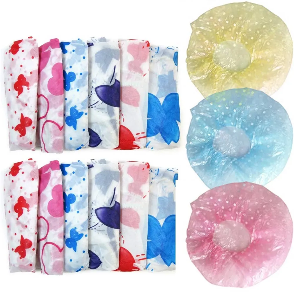 12 Pack Shower Cap Women Bath Hat Waterproof Elastic Band Protects Hair Home Lot