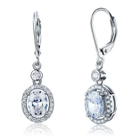 1.5 Carat Oval Cut Created Diamond 925 Sterling Silver Dangle Earrings XFE8061