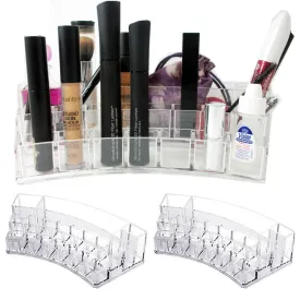 2 Acrylic Cosmetic Organizer Jewelry Makeup 19 Compartment Holder Vanity Storage 2 Acrylic Cosmetic Organizer Jewelry Makeup 19 Compartment Holder Vanity Storage