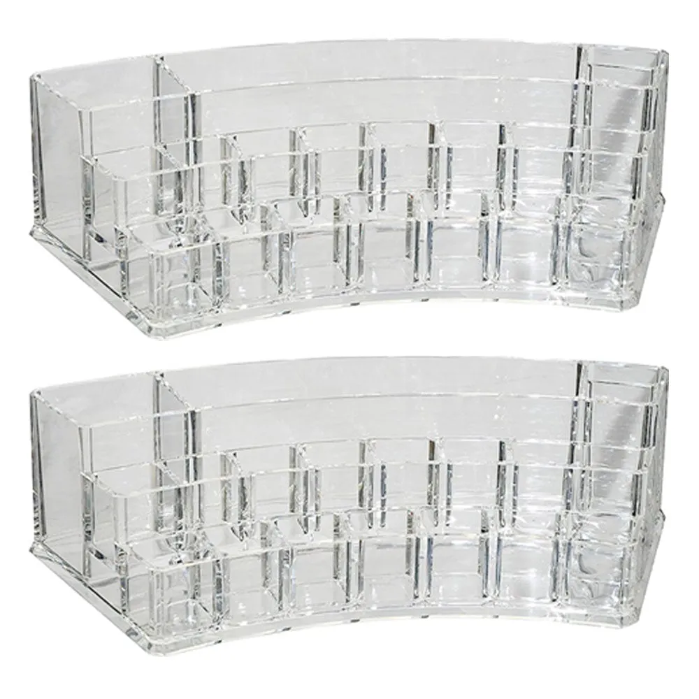 2 Acrylic Cosmetic Organizer Jewelry Makeup 19 Compartment Holder Vanity Storage