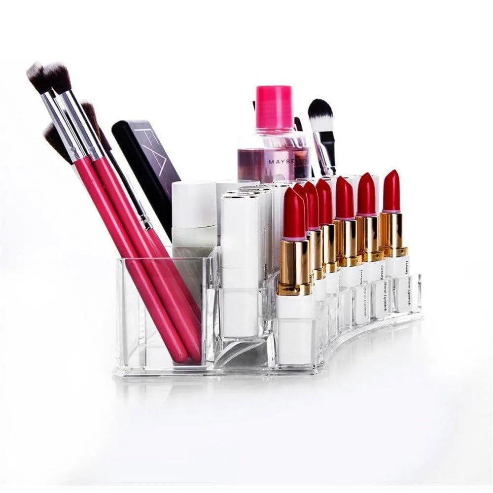2 Acrylic Cosmetic Organizer Jewelry Makeup 19 Compartment Holder Vanity Storage