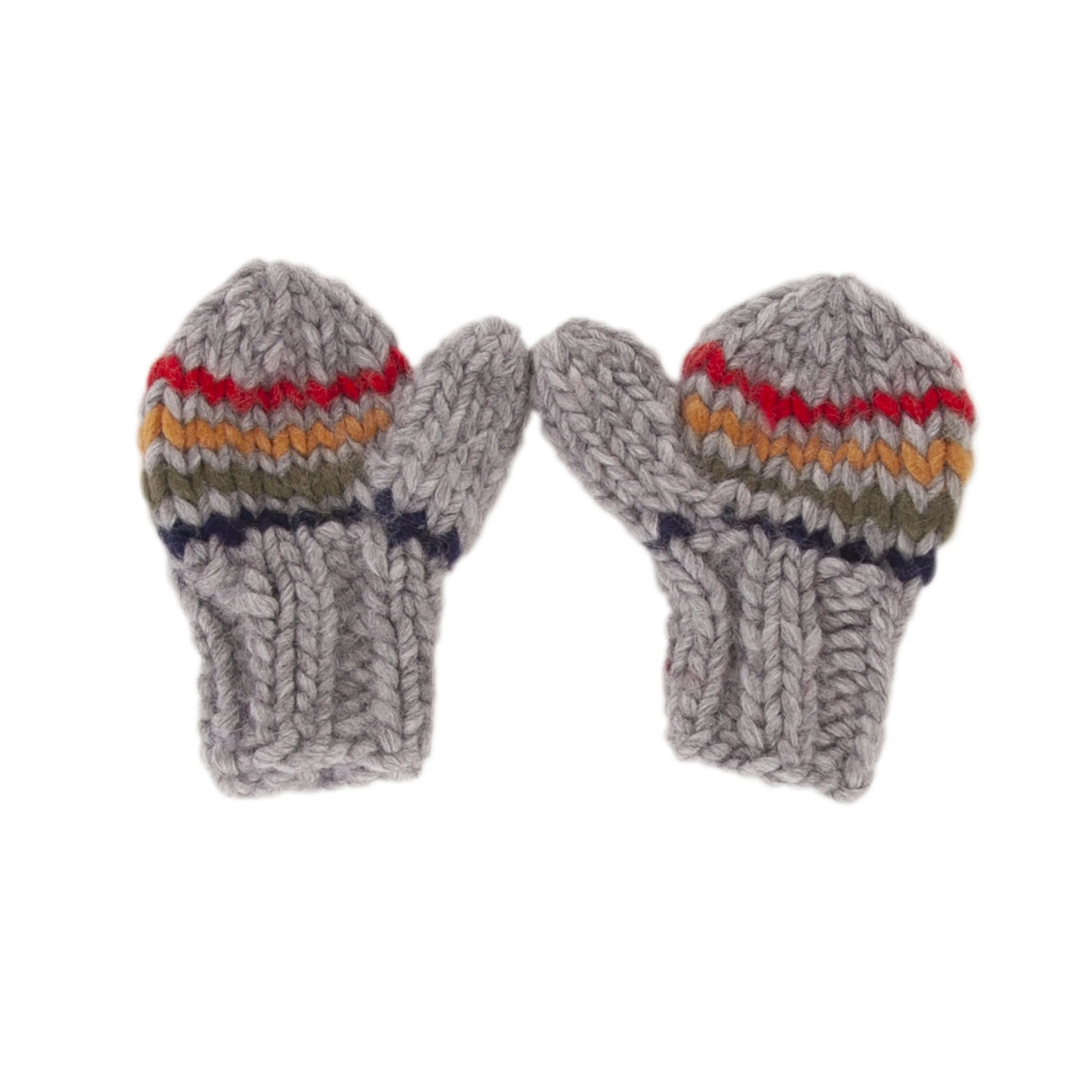 Acorn Rainbow Stripe Mittens - Grey