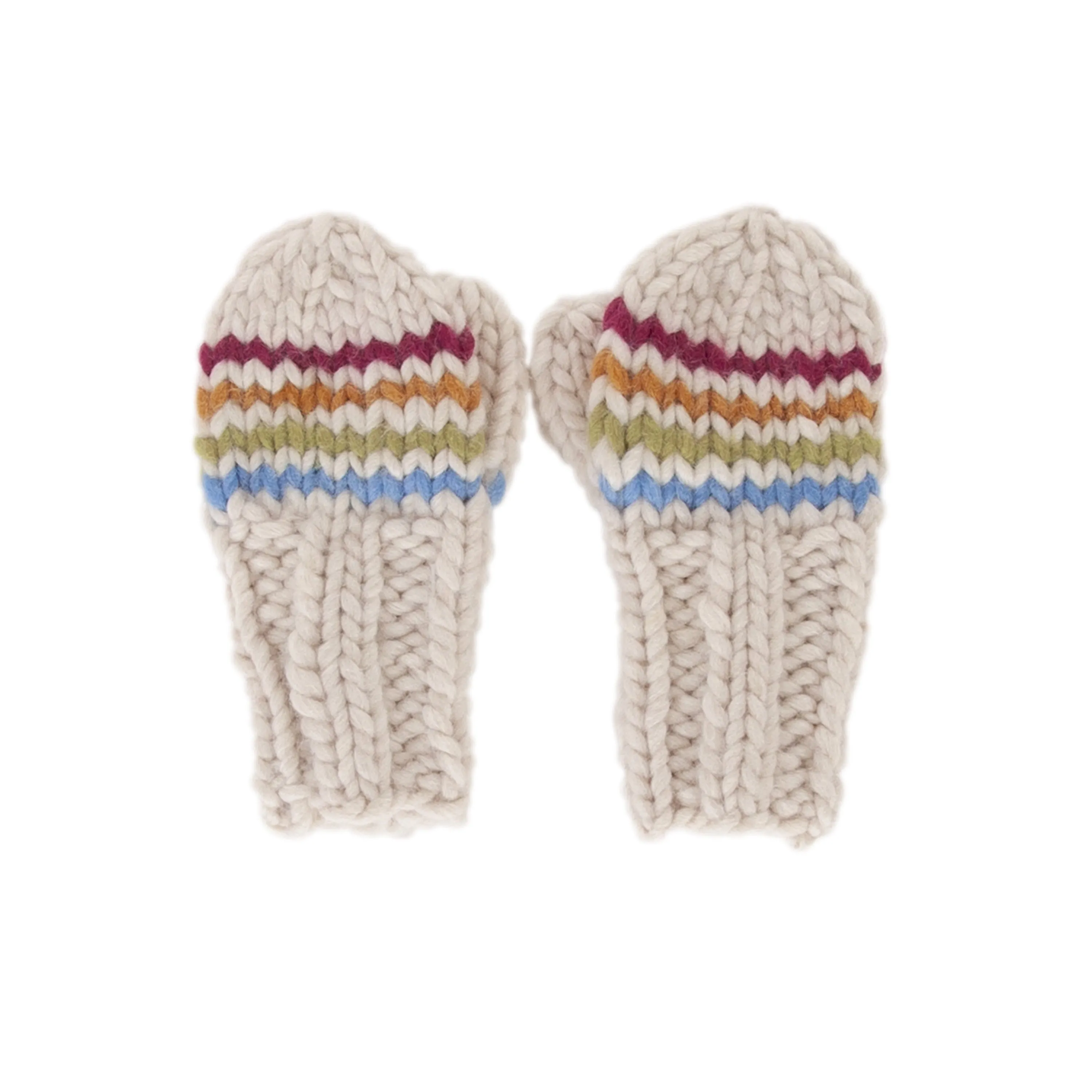 Acorn Rainbow Stripe Mittens - Natural