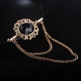 Alloy Rhinestone Brooches Tassel Chain Lapel Pin