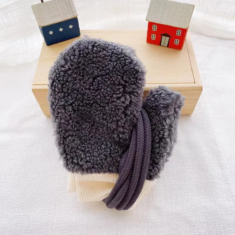Basic Winter Plush Warm Rope Mittens
