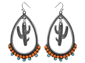 Beaded Teardrop Cactus Earrings