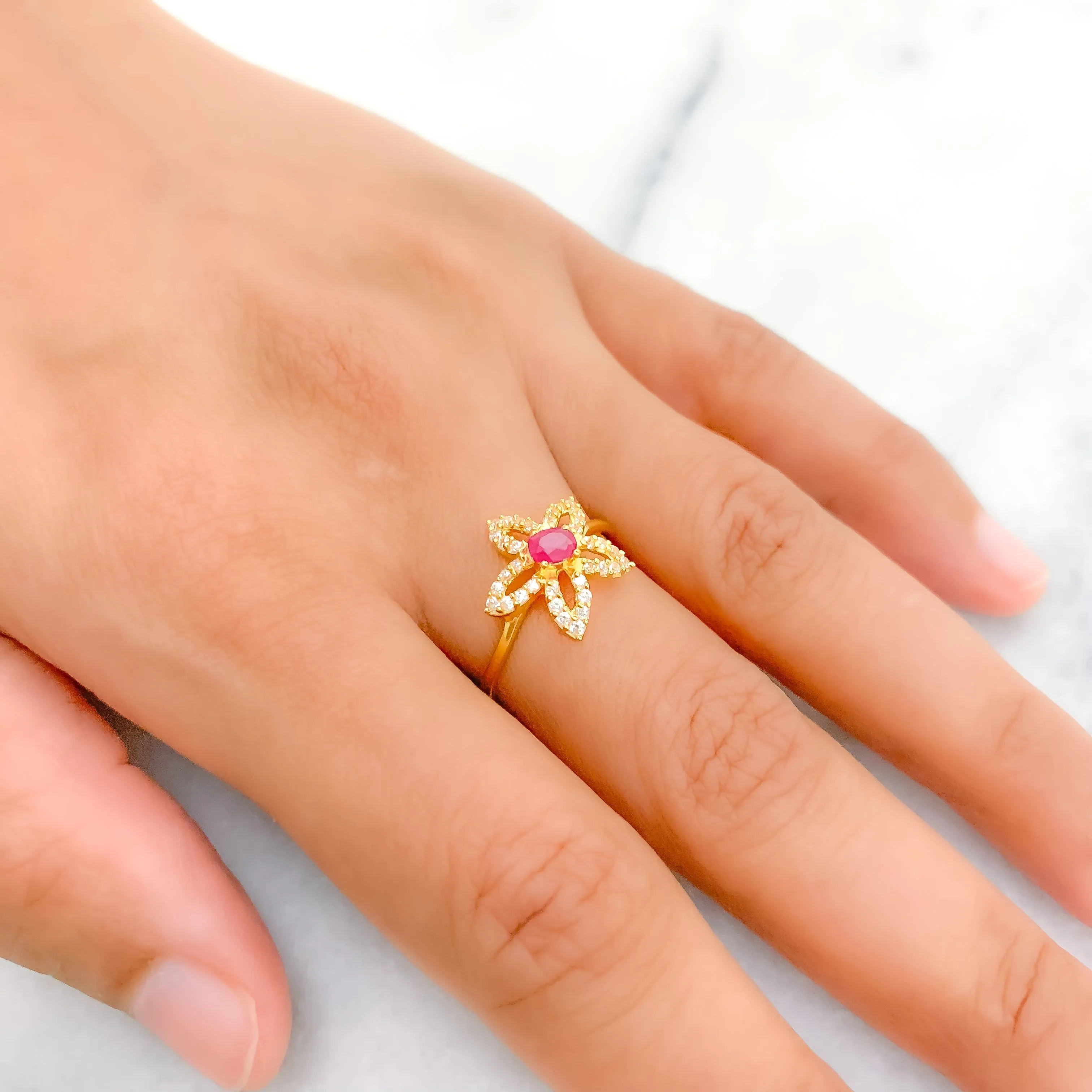 Beautiful Open Flower CZ Ring