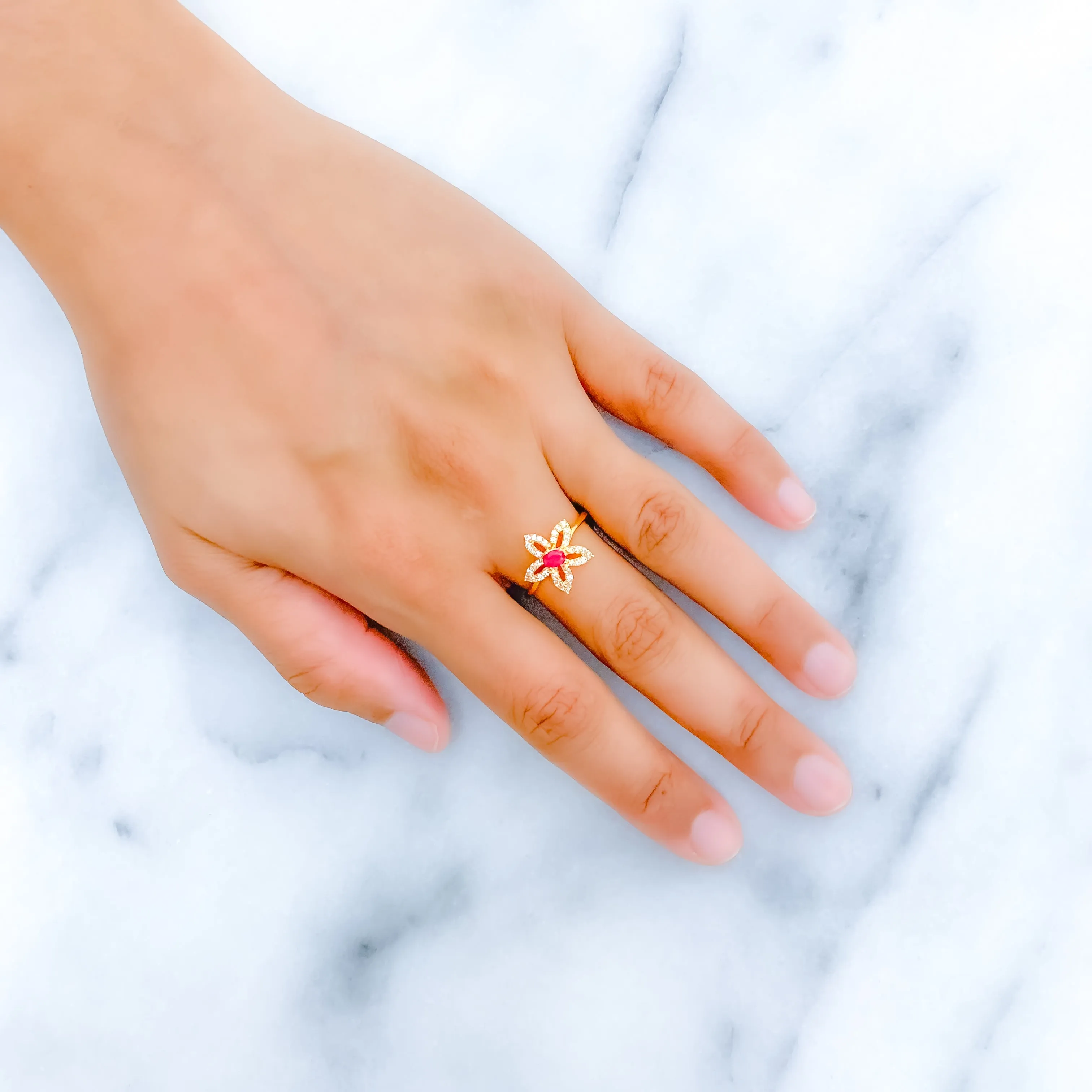 Beautiful Open Flower CZ Ring