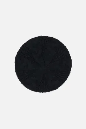 Black Cable Knit Beret