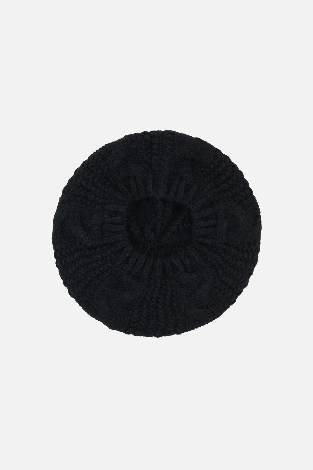 Black Cable Knit Beret
