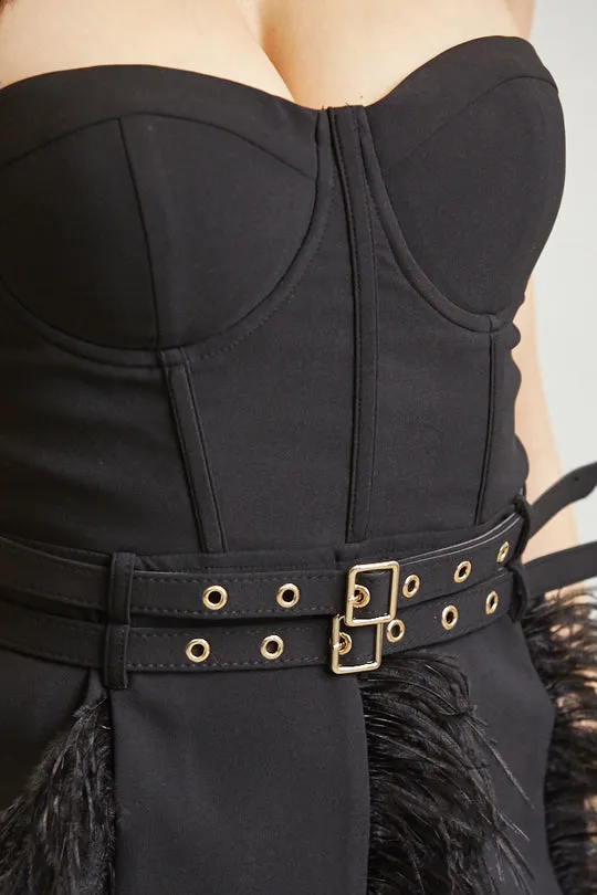 Buckled Feather Corset Dress