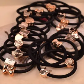 Cute Black Elastic Hair Bands 10 pcs