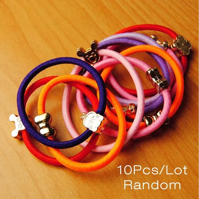 Cute Black Elastic Hair Bands 10 pcs
