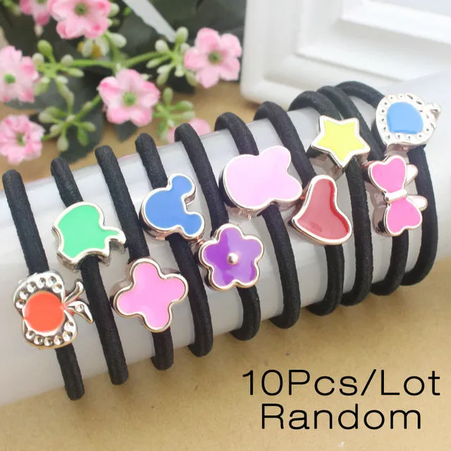 Cute Black Elastic Hair Bands 10 pcs