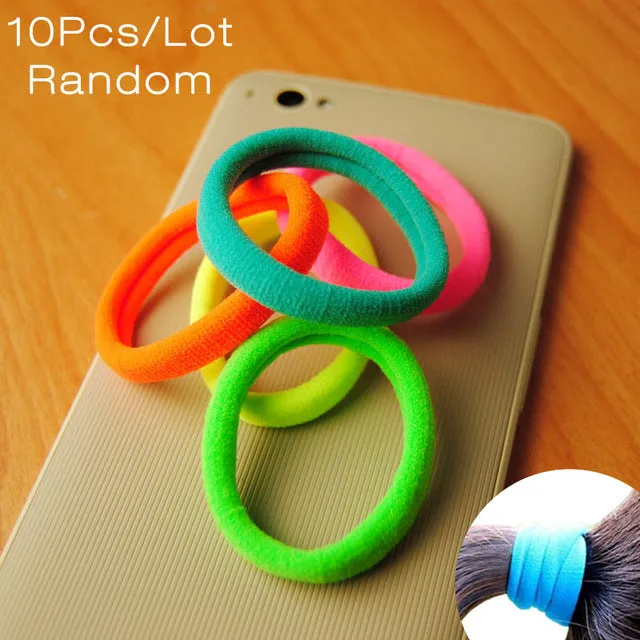 Cute Black Elastic Hair Bands 10 pcs