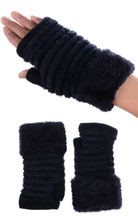 JG508BLACK Soft Fur Fingerless Gloves 12prs Pack (JSP)