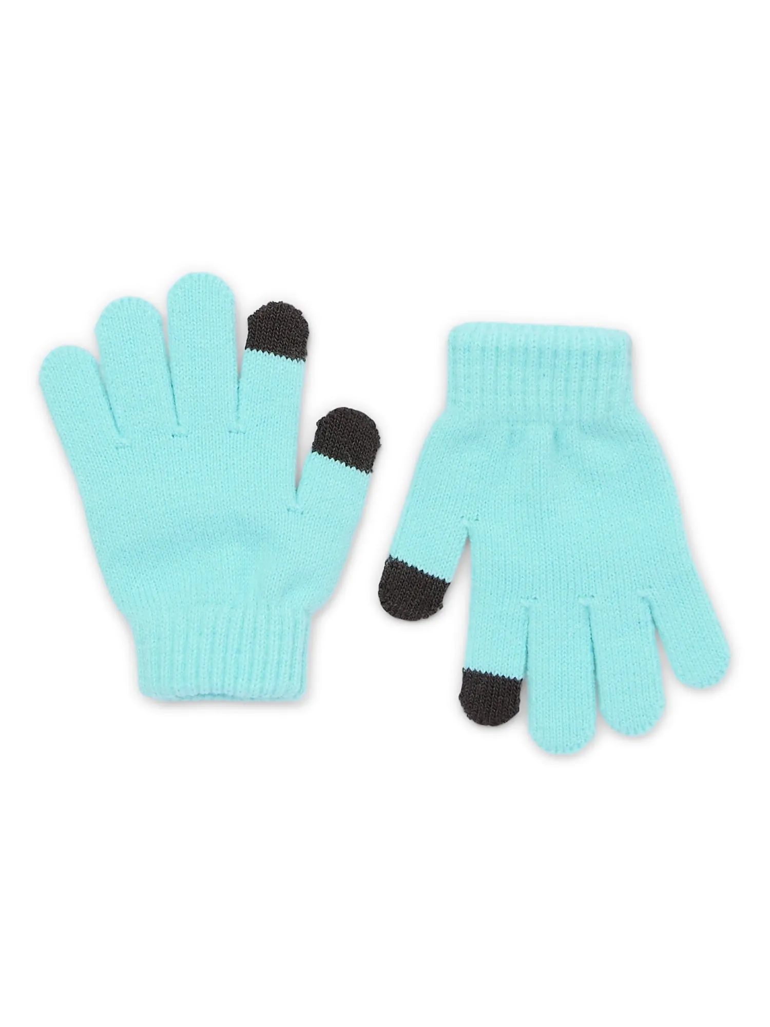 Justice Girls Sequin Beanie Hat with Pom and Gloves, 2-Piece Set, Aqua