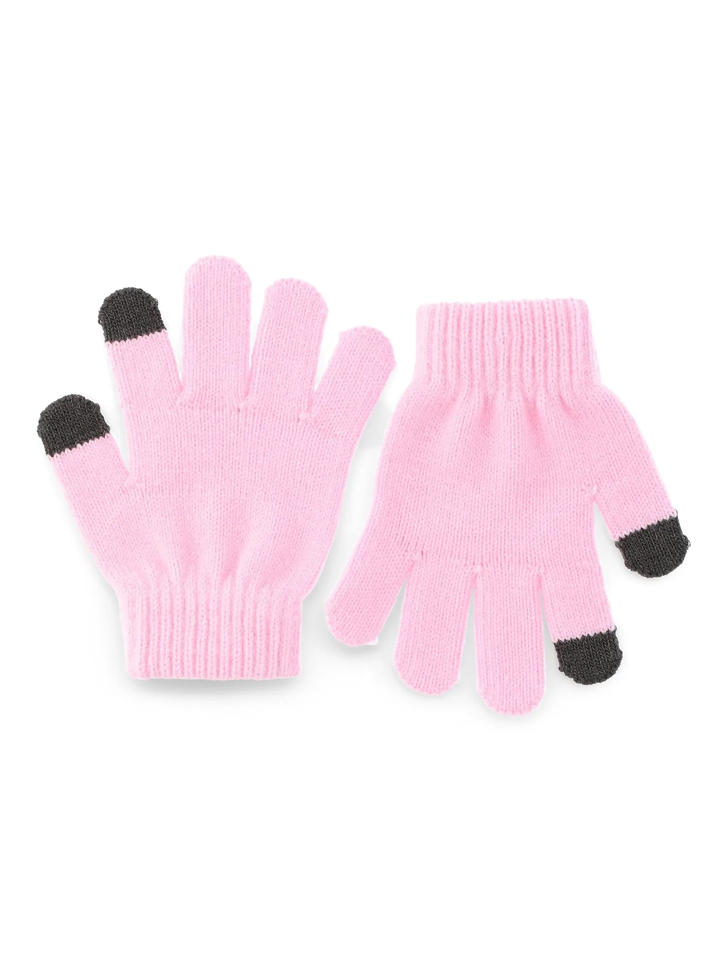 Justice Girls Sequin Beanie Hat with Pom and Gloves, 2-Piece Set, Pink