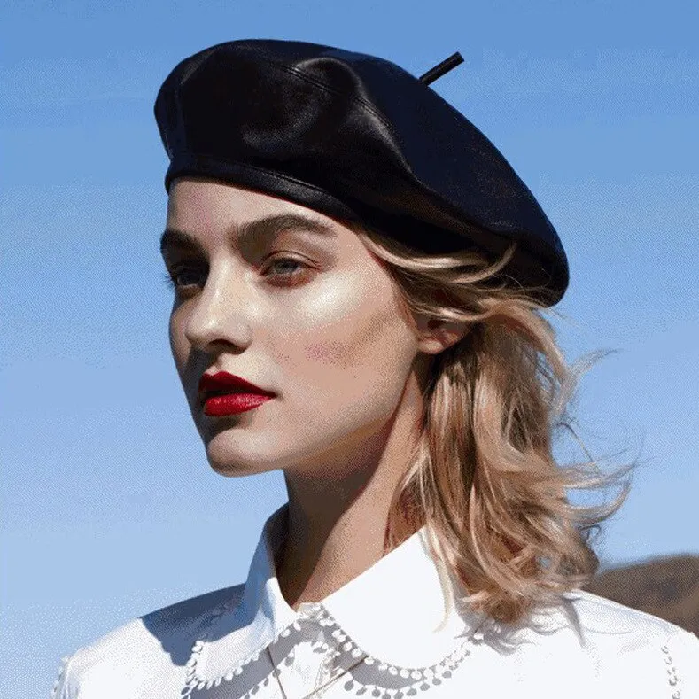 Leather Vintage Bonnet Beret