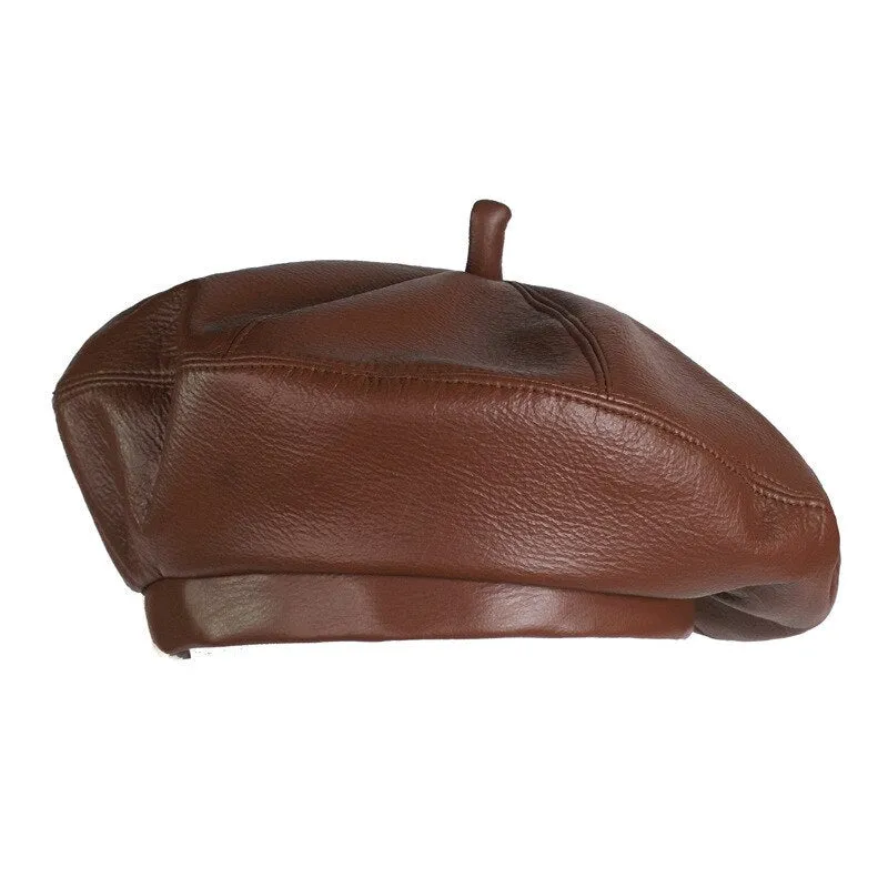 Leather Vintage Bonnet Beret