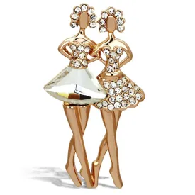 LO2776 - Flash Rose Gold White Metal Brooches with Synthetic Synthetic Glass in Clear