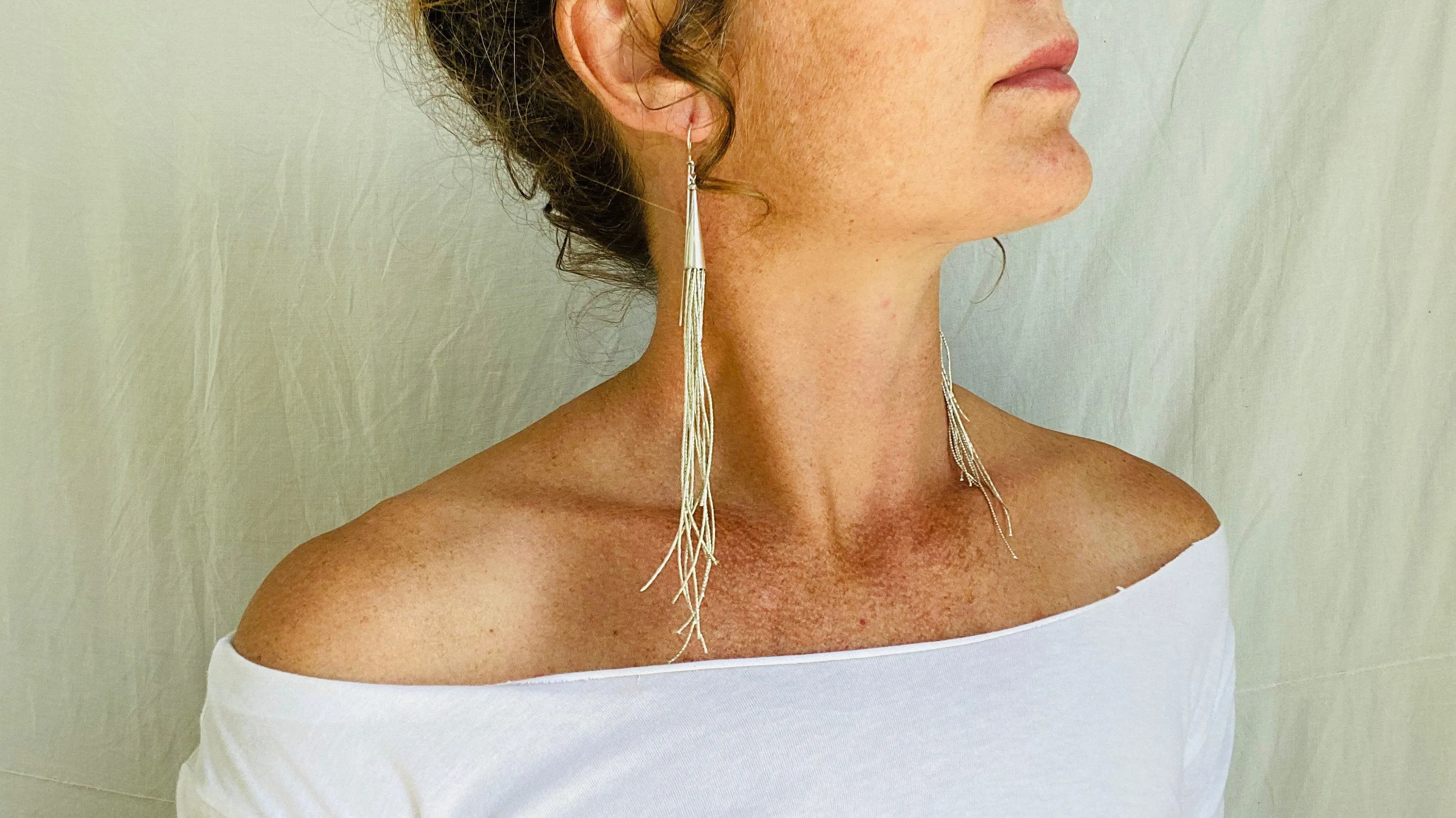 Long Liquid Silver Earrings. .99 Silver