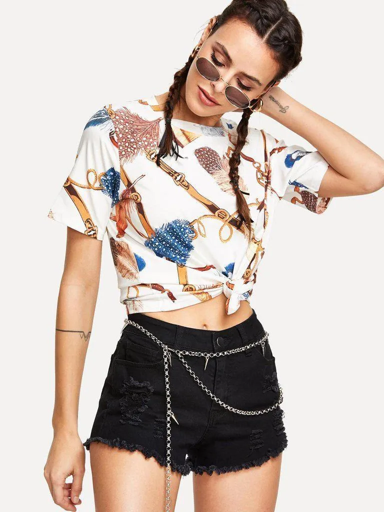 Metal Cone Decorated Waist Chain