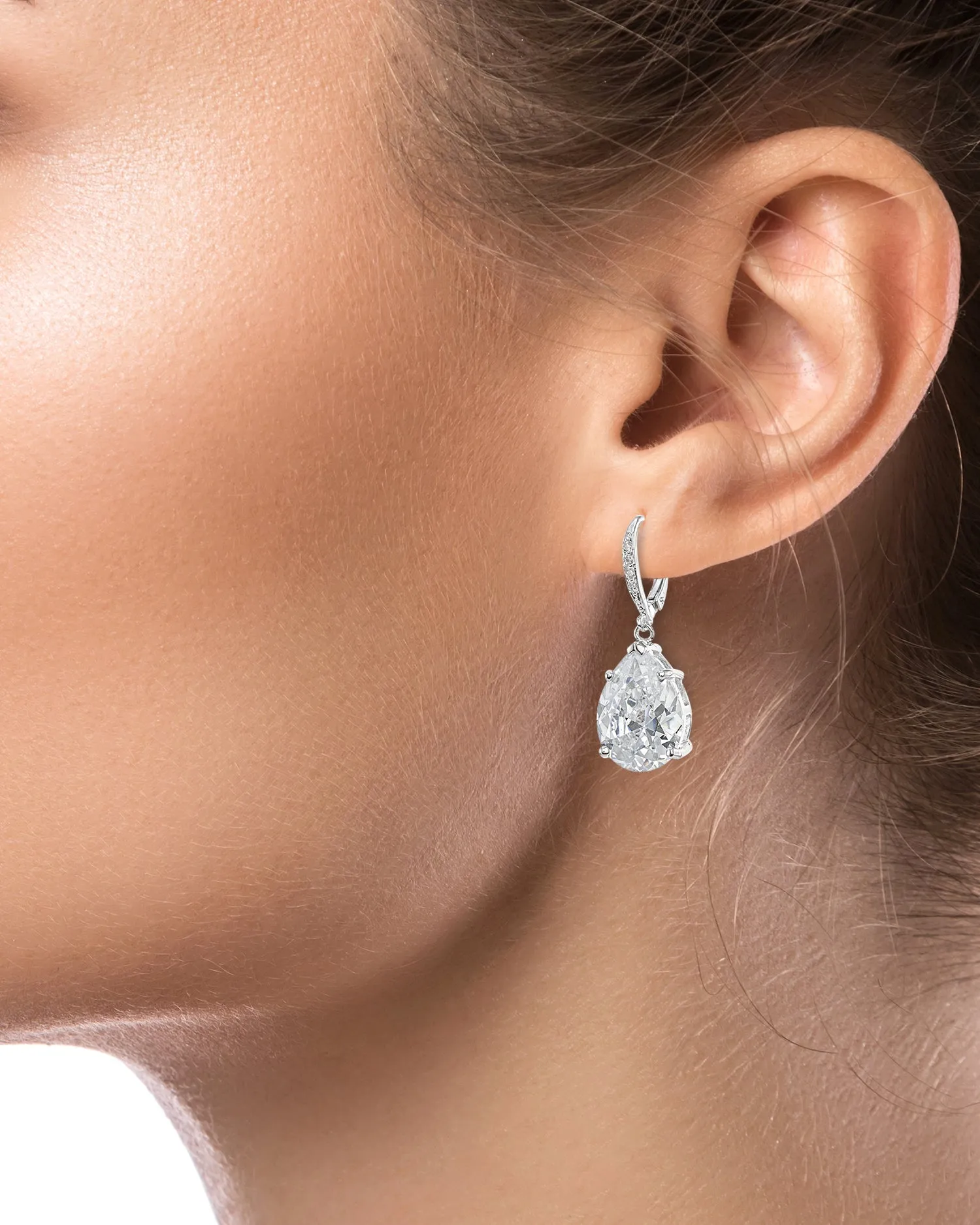 Pear CZ Drop Earrings