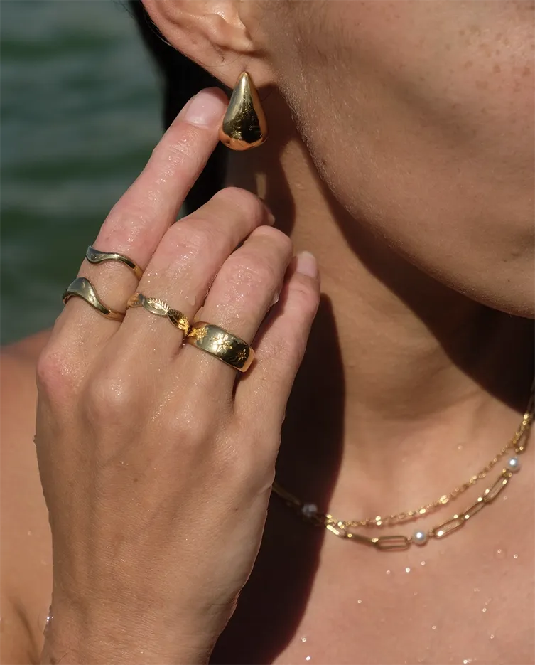 Vibes | Leaf Wrap Open Ring | 18K Gold-Plated